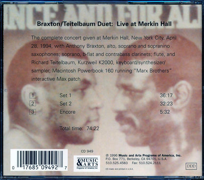 Anthony Braxton, Richard Teitelbaum - Duet: Live At Merkin Hall, NYC [New CD]