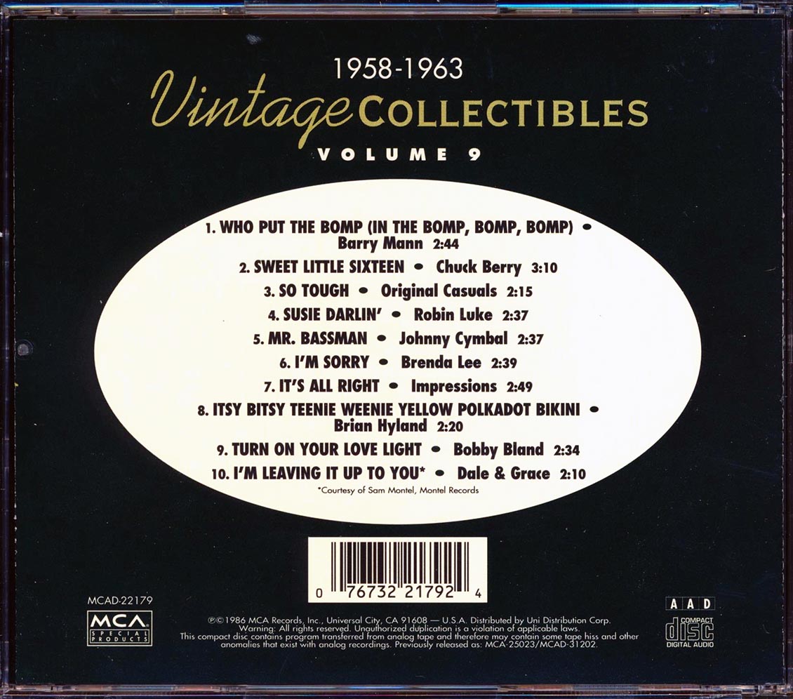Chuck Berry, Brenda Lee, Barry Mann, Etc. - Vintage Collectibles Volume 9: 1958-1963 [New CD]
