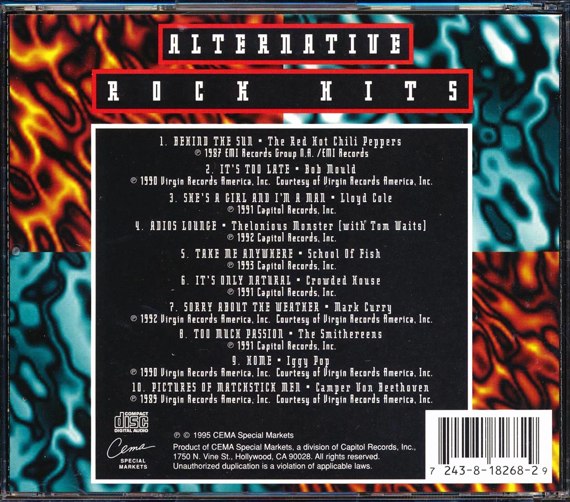 Bob Mould, The Red Hot Chili Peppers, Iggy Pop, Crowded House, Etc. - Alternative Rock Hits [New CD]