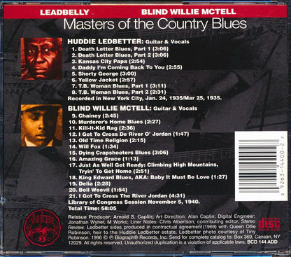 Leadbelly, Blind Willie McTell - Master Of The Country Blues (21 tracks) [New CD]