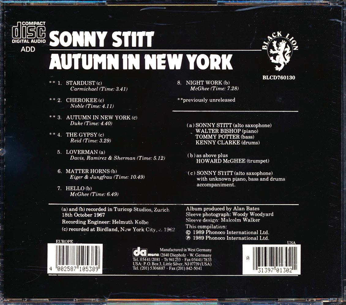 Sonny Stitt - Autumn In New York [New CD]