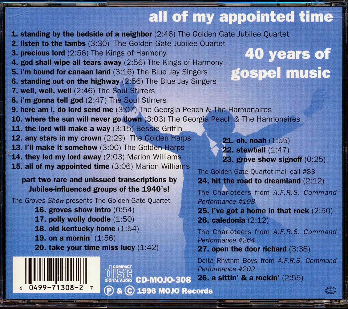 Soul Stirrers, The Blue Jay Singers, Golden Gate Jubilee Quartet, Etc. - All Of My Appointed Time: 40 Years Of A Capella Gospel Music [New CD]