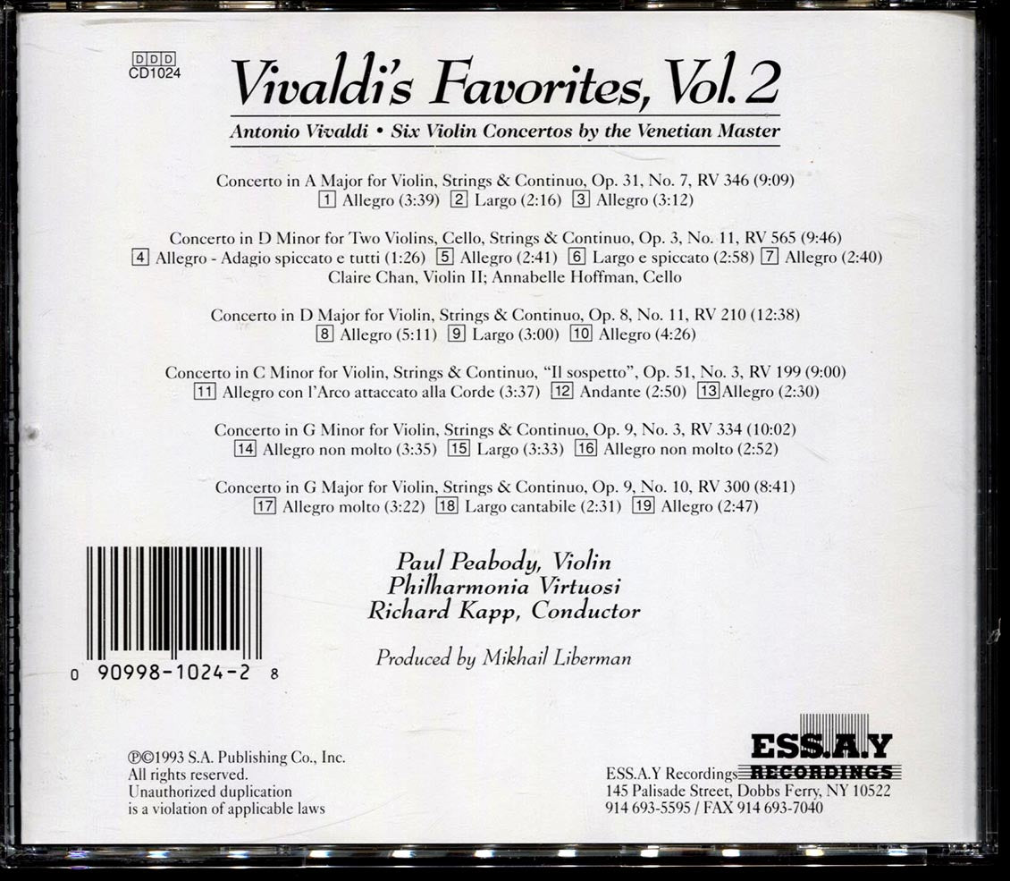 Antonio Vivaldi - Vivaldi's Favorites Volume 2 [New CD]