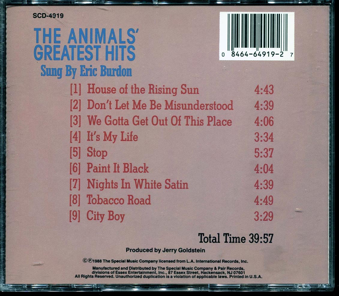 Eric Burdon - The Animals' Greatest Hits Sung By Eric Burdon [New CD]