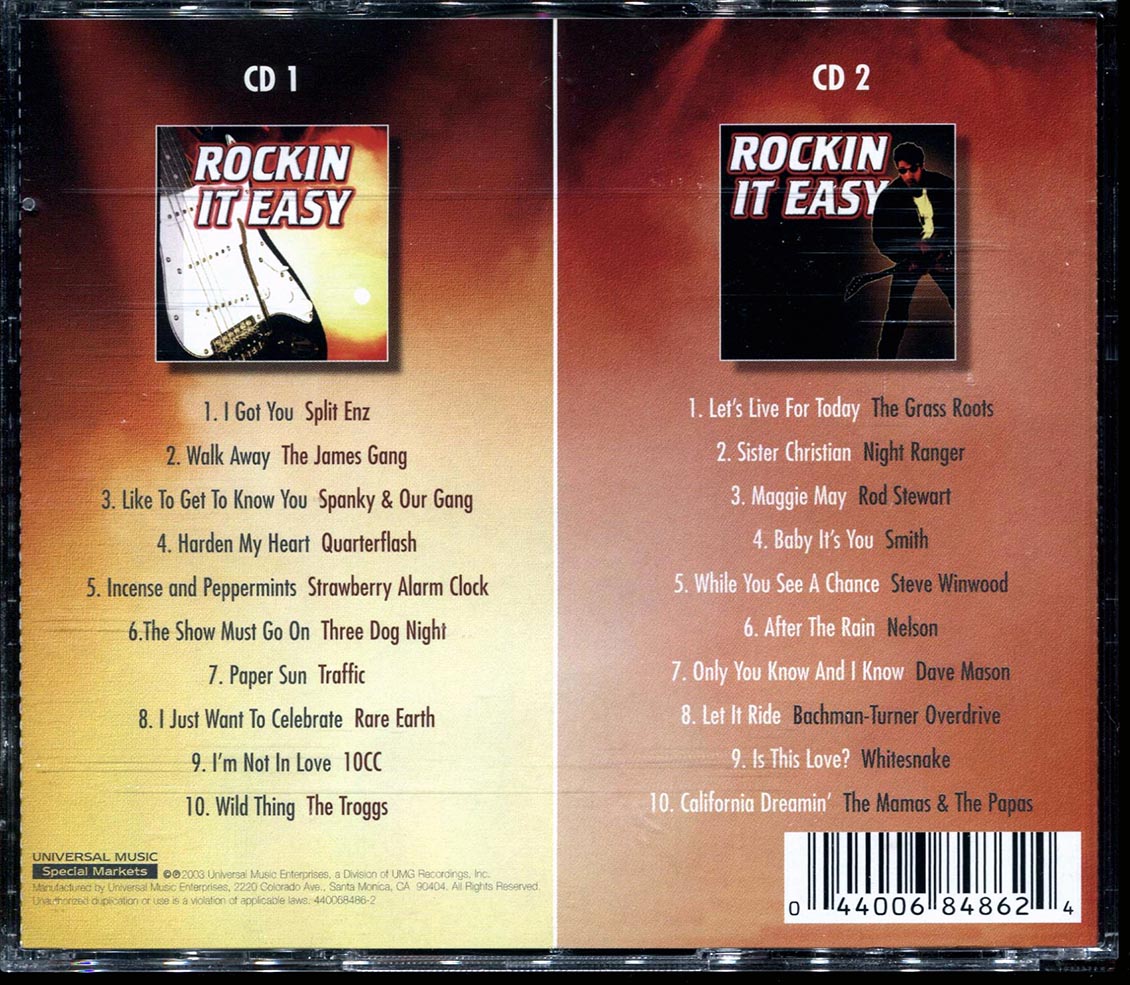 Rod Stewart, Steve Sinwood, Whitesnake, Night Ranger, 10CC, Split Enz, Etc. - Rockin It Easy (20 tracks) (2xCD) [New CD]