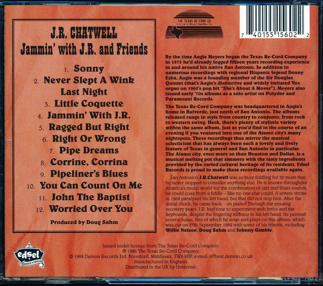 JR Chatwell, Willie Nelson - Jammin' With JR And Friends [New CD]