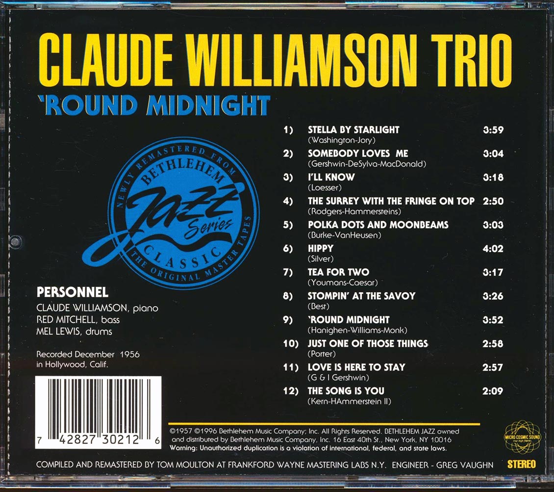 Claude Williamson Trio - Round Midnight [New CD]