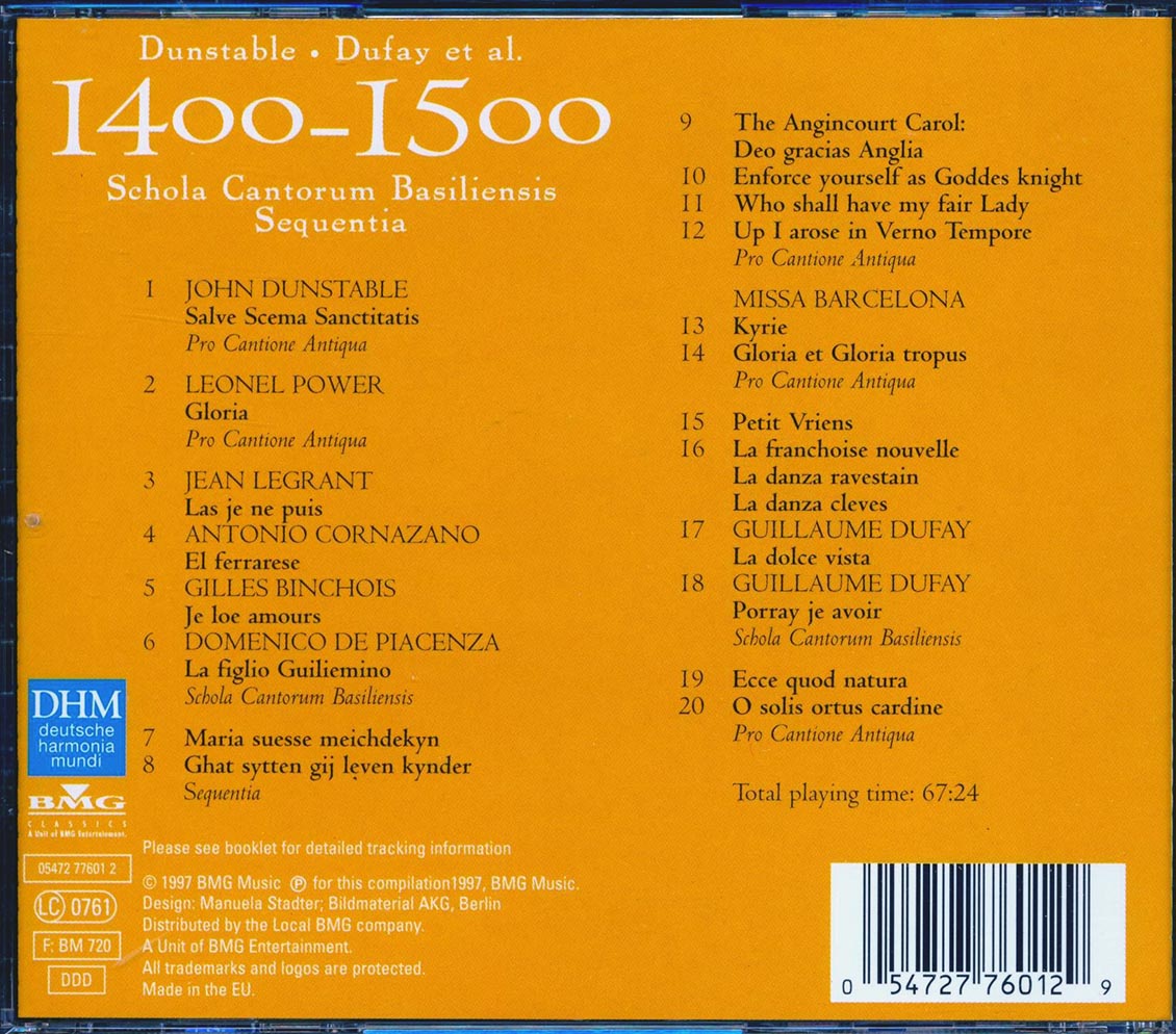 Dunstable, Dufay Et Al - Century Classic II: 1400-1500, Schola Cantorum Basiliensis Sequentia (20 tracks) [New CD]