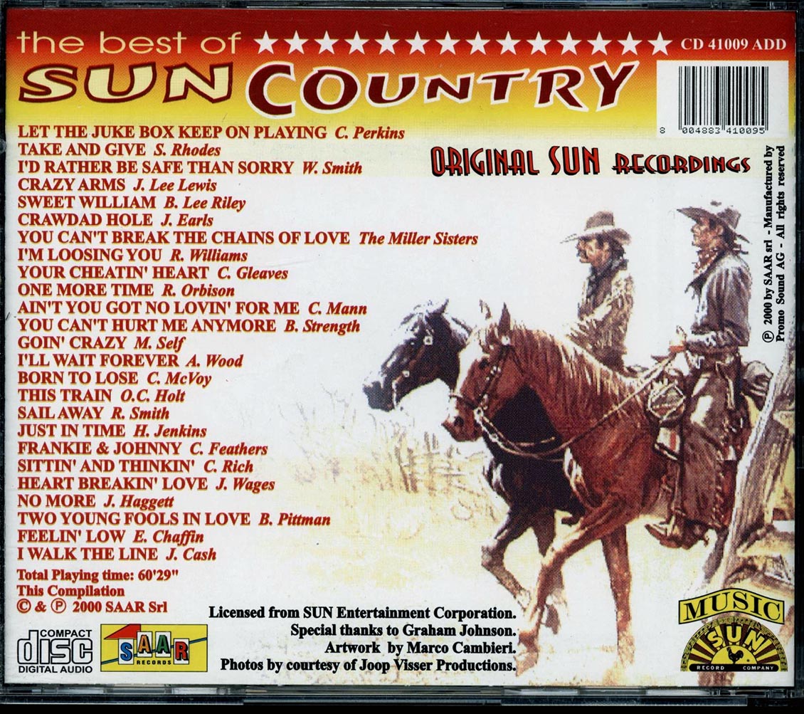 Carl Perkins, Jerry Lee Lewis, Johnny Cash, Charlie Rich, Etc. - The Best Of Sun Country (25 tracks) [New CD]