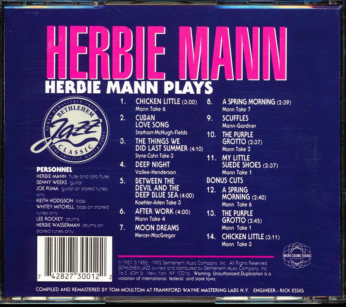 Herbie Mann - Herbie Mann Plays [New CD]