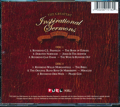 Dorothy Norwood, Reverend CL Franklin, Reverend Clay Evans, The Original Blind Boys Of Mississippi, Etc. - The Greatest Inspirational Sermons Of All Time (2xCD) [New CD]
