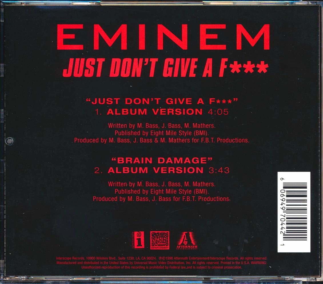 Eminem - Just Don't Give A F--- (EP, 2 Tracks) [New CD]
