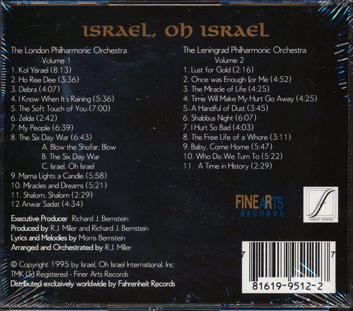 London Philharmonic Orchestra, Leningrad Philharmonic Orchestra, RJ Miller - Israel, Oh Israel Volume 1 & 2 (23 tracks) (2xCD) [New CD]
