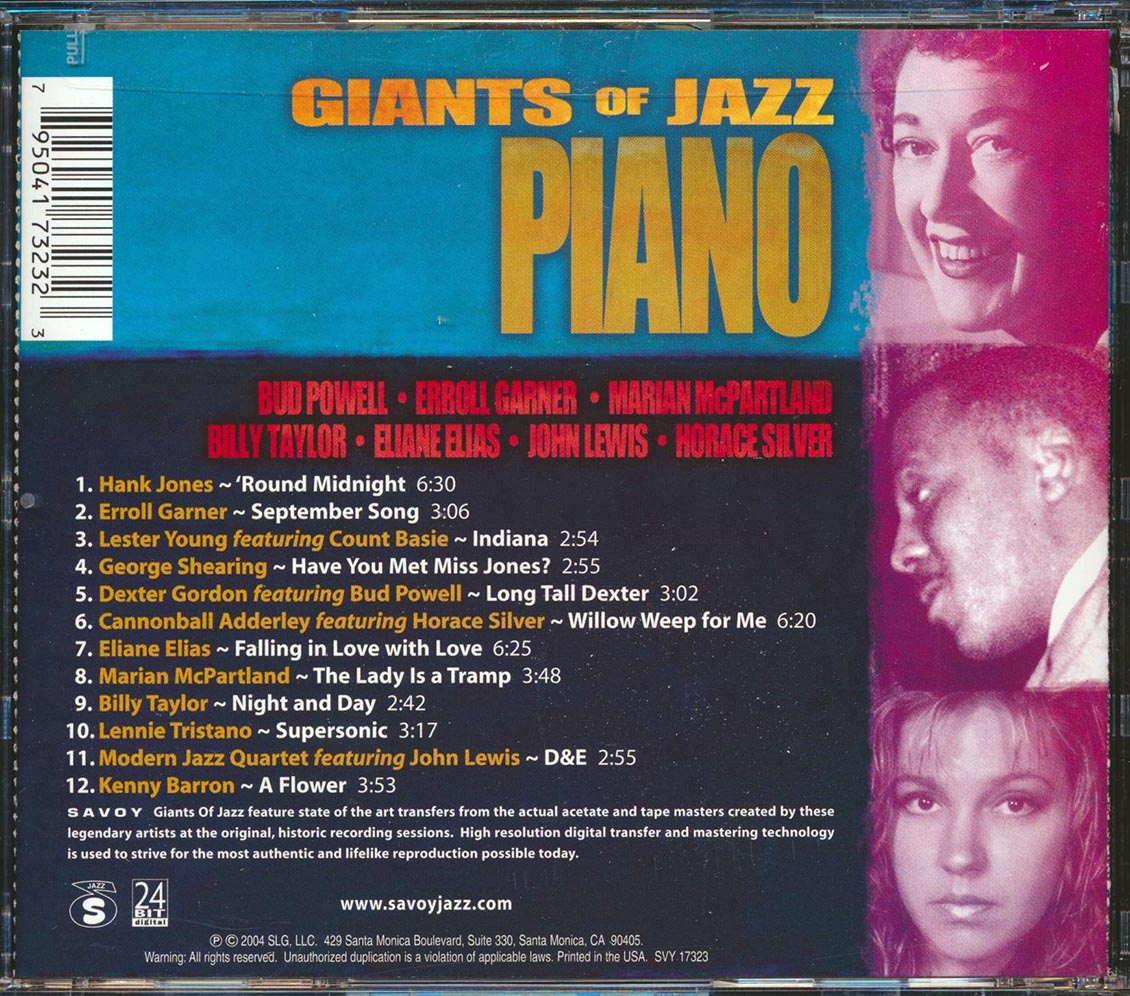 Lester Young, Hank Jones, Count Basie, Cannonball Adderley, Etc. - Giants Of JazzL Piano (24-bit mastering) (remastered) [New CD]