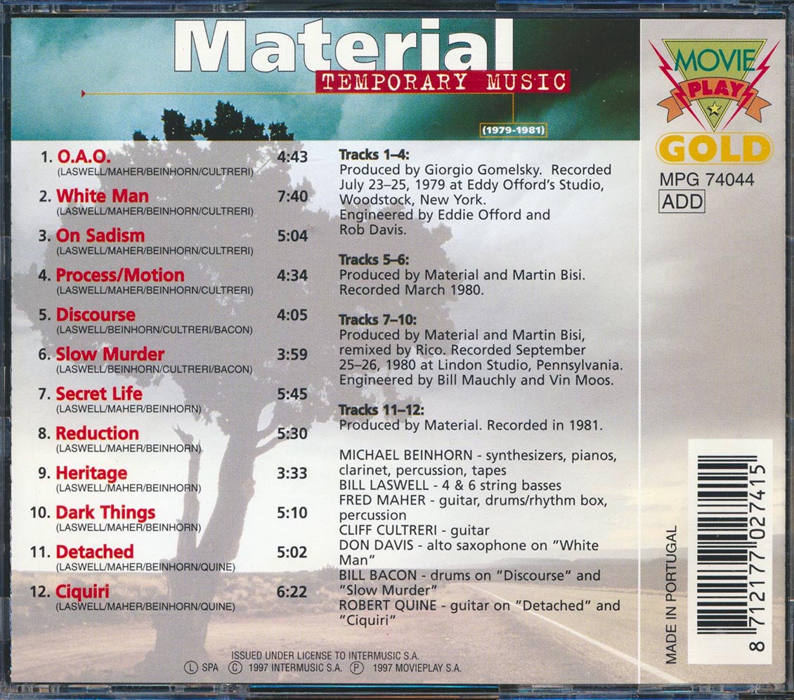 Material - Temporary Music 1979-1981 [New CD]