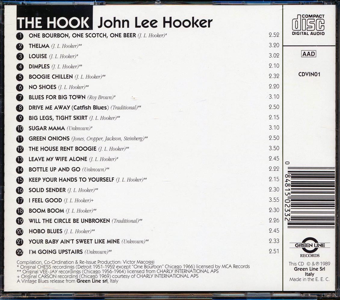 John Lee Hooker - The Hook: The Best Of John Lee Hooker (22 tracks) [New CD]
