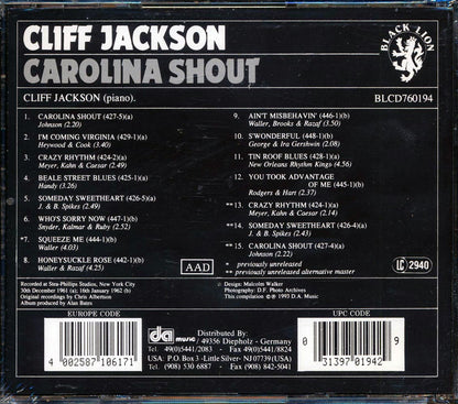 Cliff Jackson - Carolina Shout [New CD]