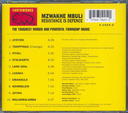 Mzwakhe Mbuli - Resistance Is Defence [New CD]