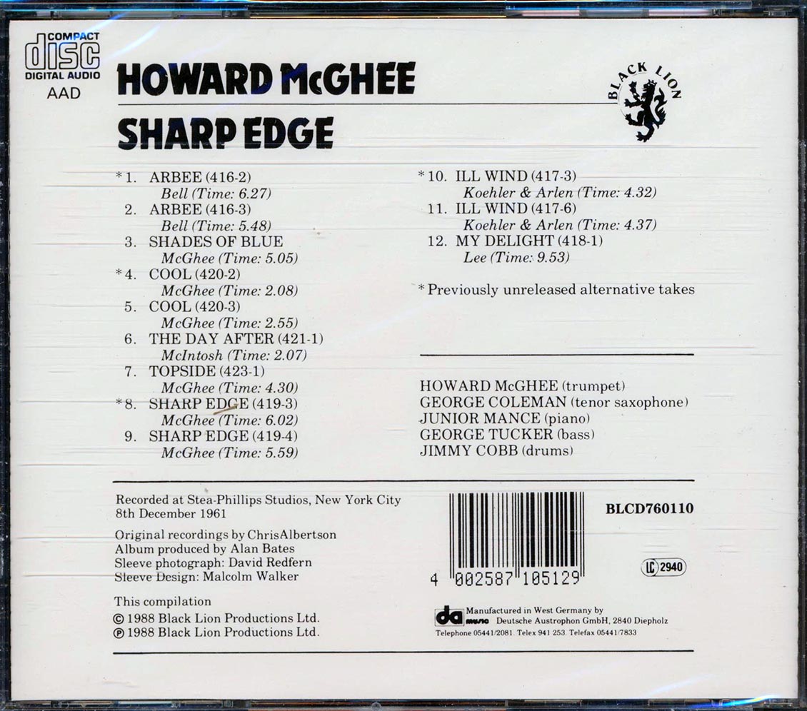Howard McGhee - Sharp Edge [New CD]