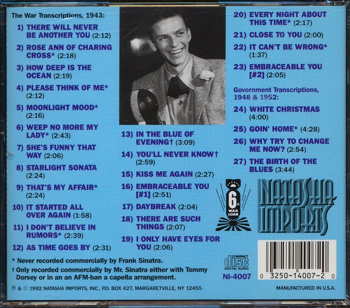 Frank Sinatra - In The Blue Of Evening: Previously Unissued War Transcriptions, 1943 (27 tracks) [New CD]