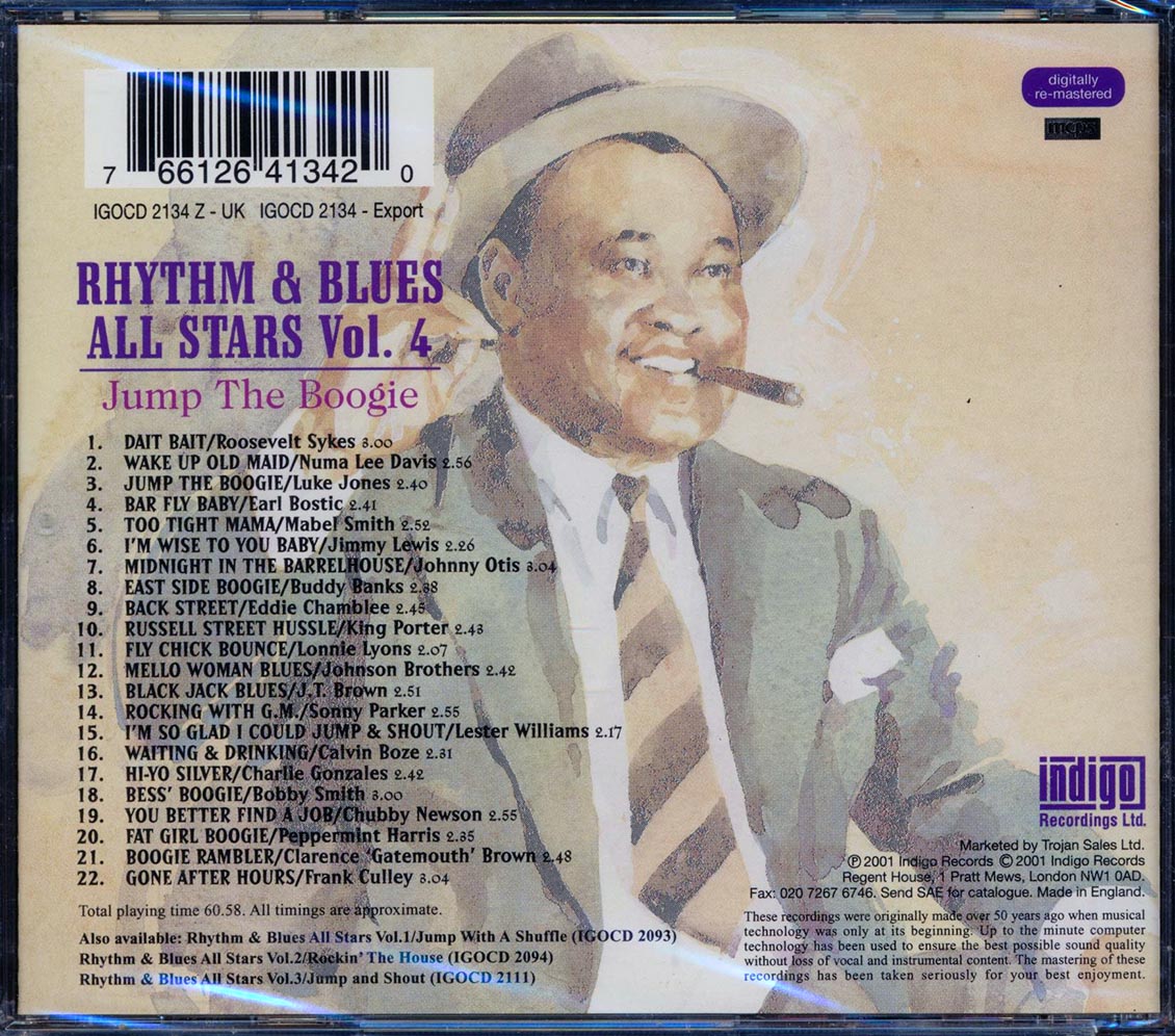 Roosevelt Sykes, Lester Williams, Johnny Otis, Etc. - Rhythm & Blues All Stars Volume 4: Jump The Boogie (22 tracks) [New CD]