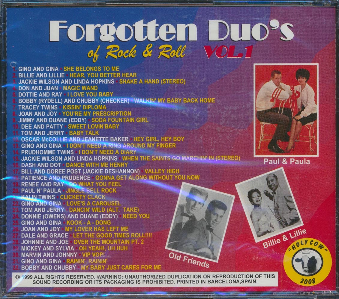 Jackie Wilson, Dale & Grace, Billie & Lillie, Etc. - Forgotten Duo's Of Rock & Roll Volume 1 (32 tracks) [New CD]