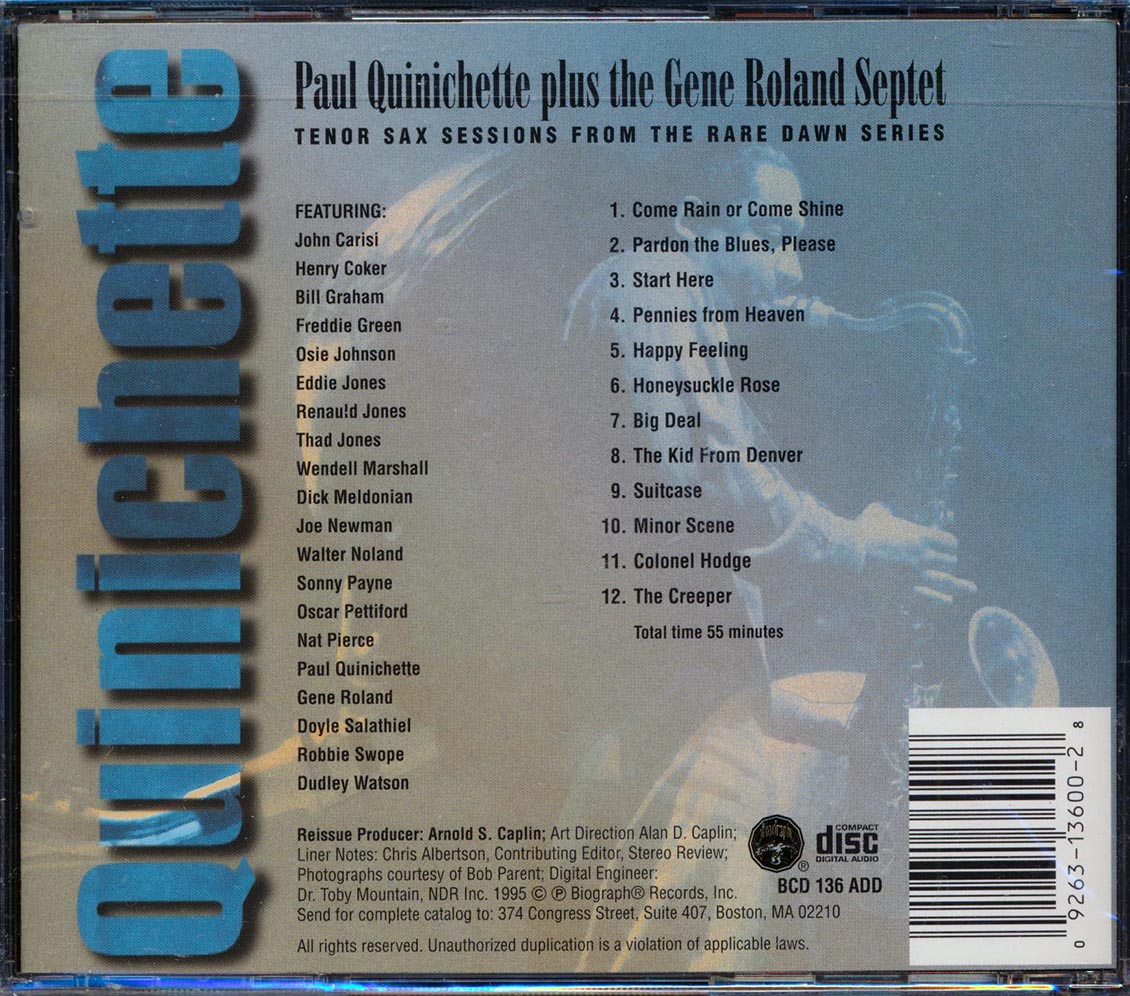 Paul Quinichette Plus Gene Roland Septet - The Kid From Denver [New CD]