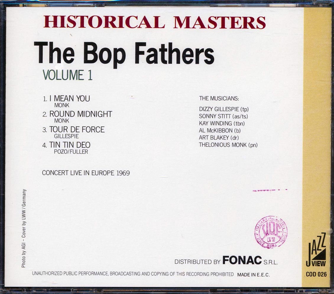 Dizzy Gillespie, Thelonious Monk, Sonny Stitt, Etc. - The Bop Fathers Volume 1 [New CD]