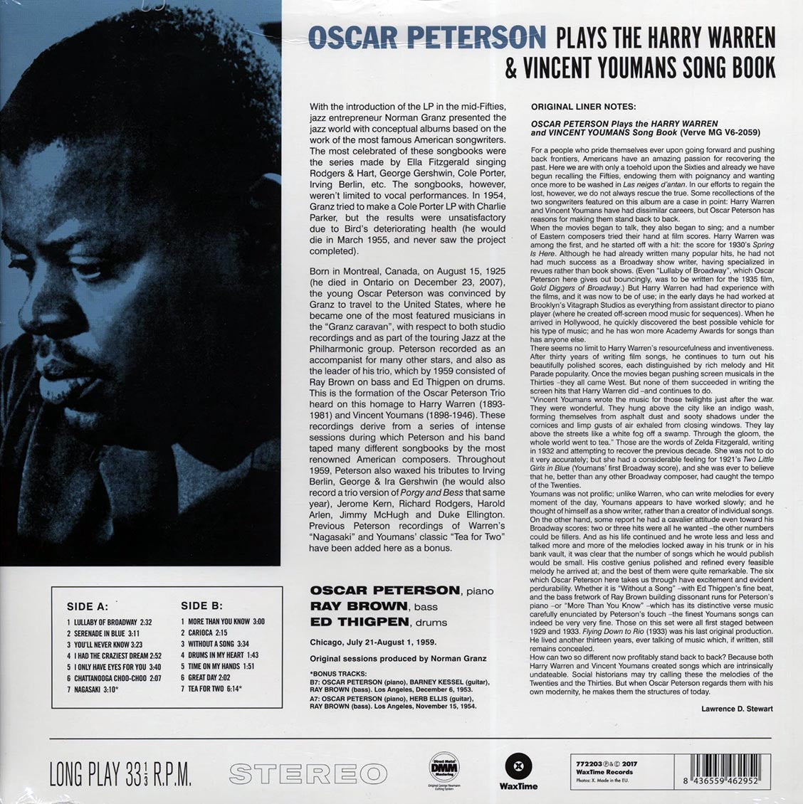 Oscar Peterson - Plays The Harry Warren And Vincent Youmans Song Book (+2 bonus tracks) (ltd. ed.) (180g) [New Vinyl Record LP]