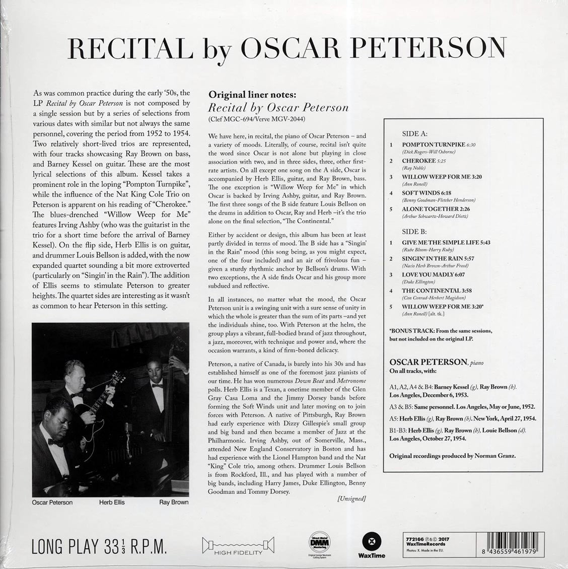 Oscar Peterson - Recital By Oscar Peterson (+bonus track) (ltd. ed.) (180g) [New Vinyl Record LP]