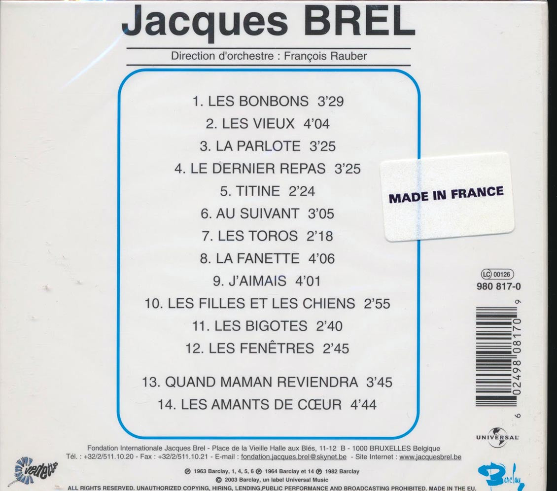 Jacques Brel - Jacques Brel (remastered) [New CD]