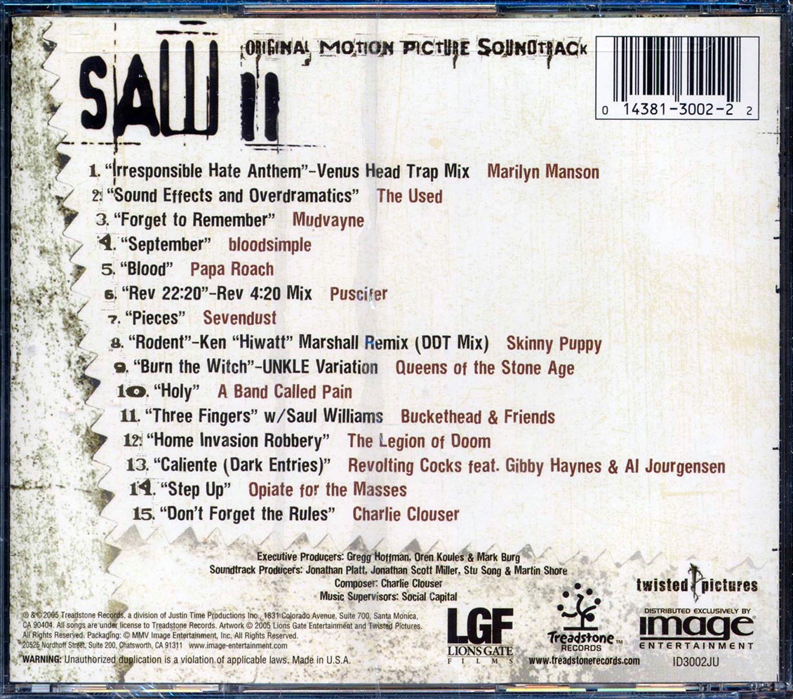 Queens Of The Stone Age, Buckethead, Etc. - Saw II Original Motion Picture Soundtrack [New CD]
