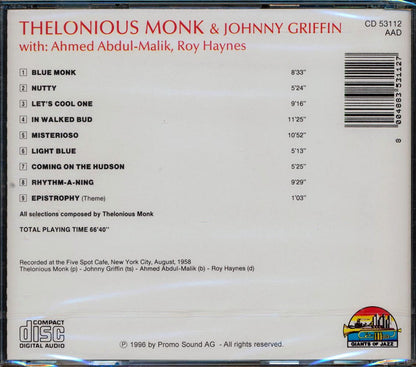 Thelonious Monk, Johnny Griffin - At The Five Spot Cafe, New York City, August 1958 [New CD]