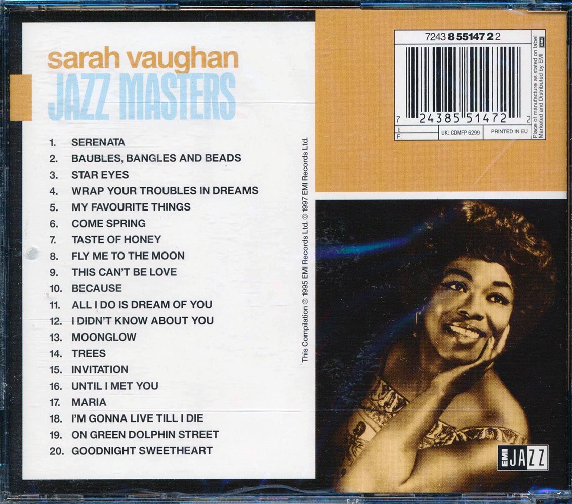 Sarah Vaughan - Jazz Masters (20 tracks) [New CD]