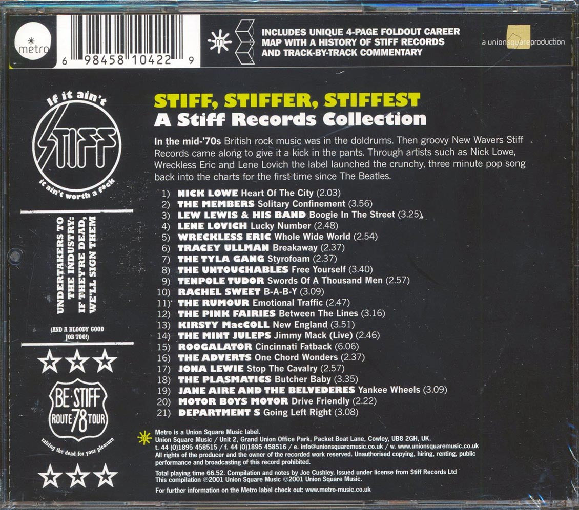 Nick Lowe, Lene Lovich, Rachel Sweet, Etc. - Stiff, Stiffer, Stiffest: A Stiff Records Collection (21 tracks) [New CD]
