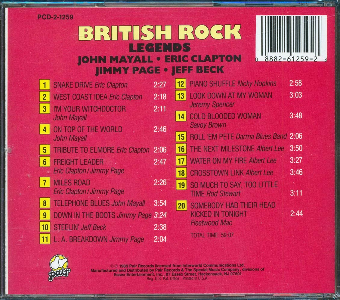 Jimmy Page, John Mayall, Eric Clapton, Jeff Beck, Etc. - British Rock Legends (20 tracks) [New CD]