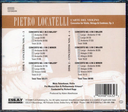 Pietro Locatelli - L' Arte De Violino Vols. 1 & 2 Concertos Nos. 1-6 Conductor Richard Kapp (2xCD) [New CD]