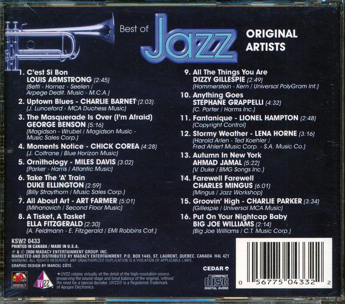 Louis Armstrong, Dizzie Gillespie, Art Farmer, Etc. - Best Of Jazz [New CD]