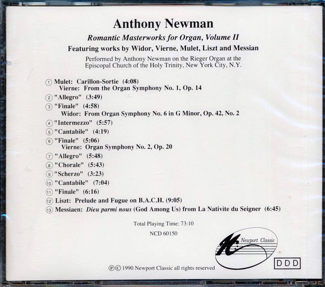 Anthony Newman - Romantic Masterworks For Organ, Volume II [New CD]