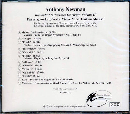 Anthony Newman - Romantic Masterworks For Organ, Volume II [New CD]