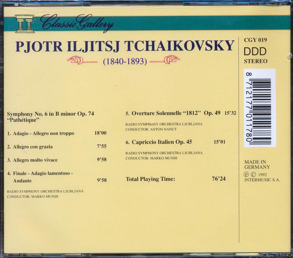 Pjotr Iljitsj Tchaikovsky - Symphony No.6 , Overture Solennelle 1812, Capriccio Italien [New CD]