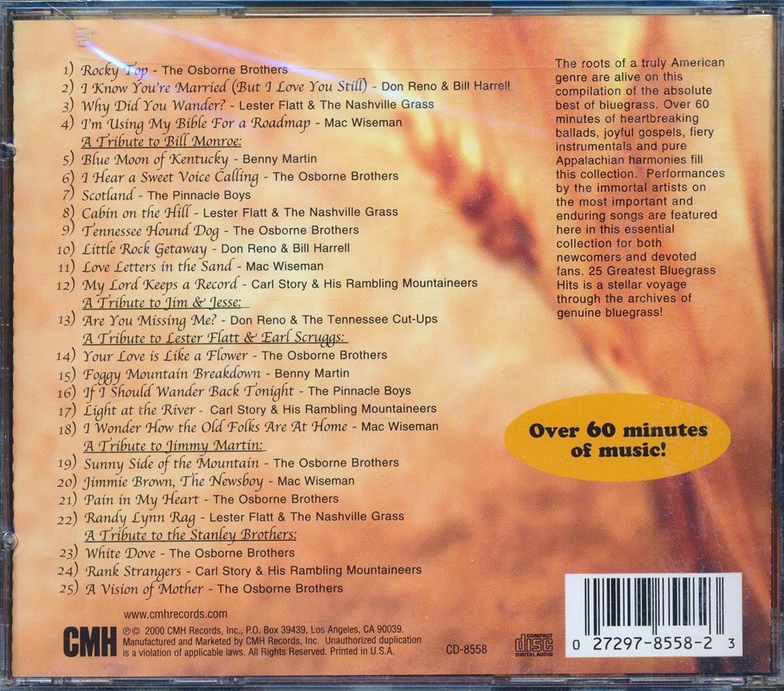 Mac Wiseman, The Osborne Brothers, Lester Flatt & The Nashville Grass, Etc. - 25 Greatest Bluegrass Hits (25 tracks) [New CD]