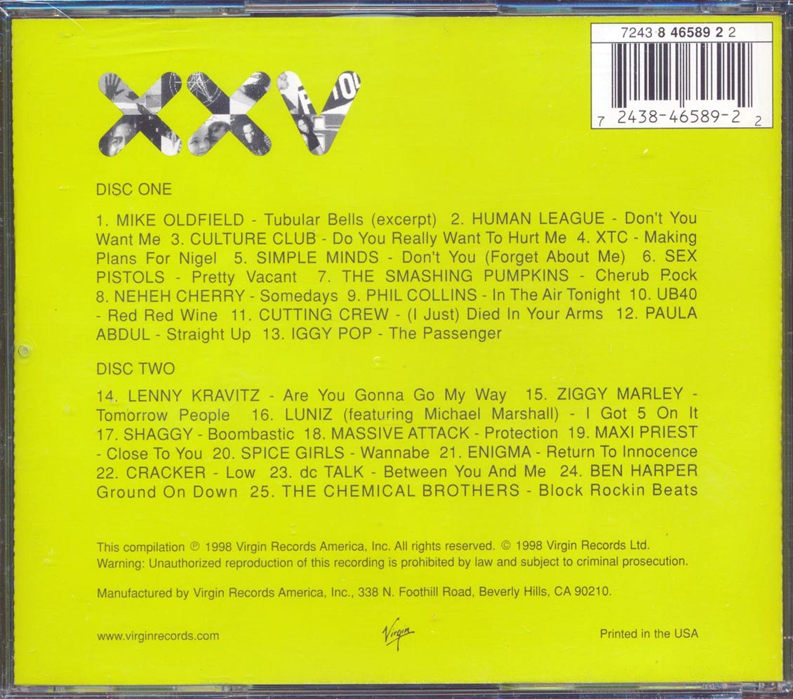XTC, Human League, Culture Club, Iggy Pop, Mike Oldfield, Etc. - First Generation: Twenty Five Years Of Virgin Records (25 tracks) (2xCD) [New CD]