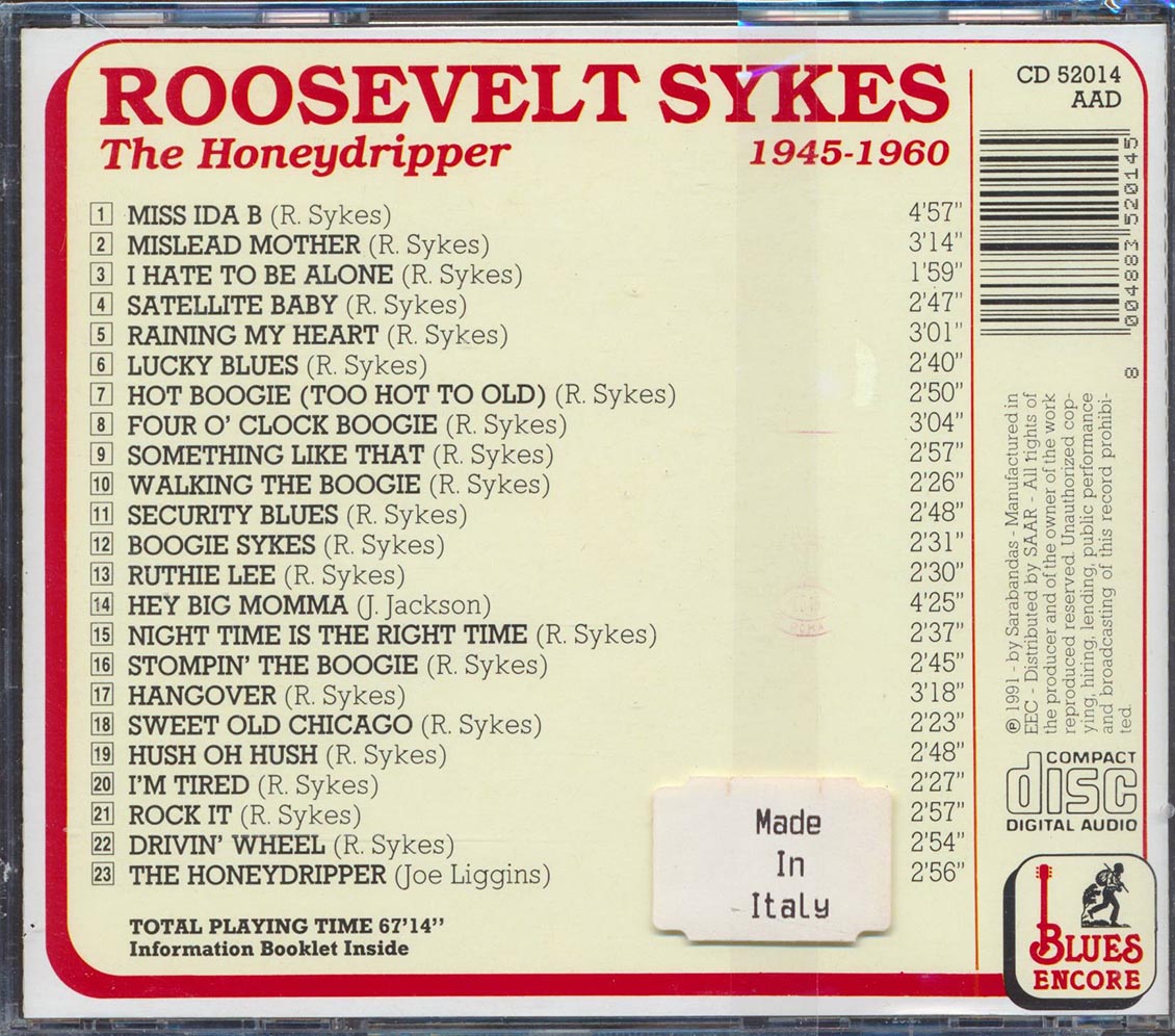 Roosevelt Sykes - The Honeydripper (23 tracks) (incl. large booklet) [New CD]