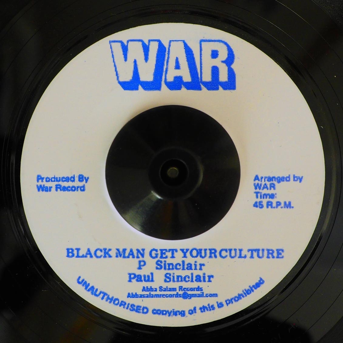 Paul Sinclair - Black Man Get Your Culture  /  Version [New] [New Vinyl 7"]