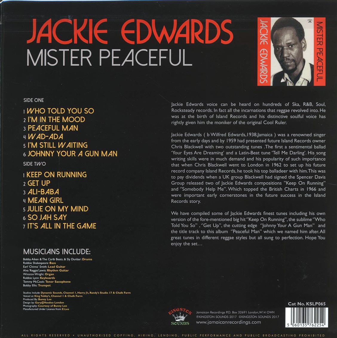 Jackie Edwards - Mister Peaceful (180g) [New Vinyl LP]