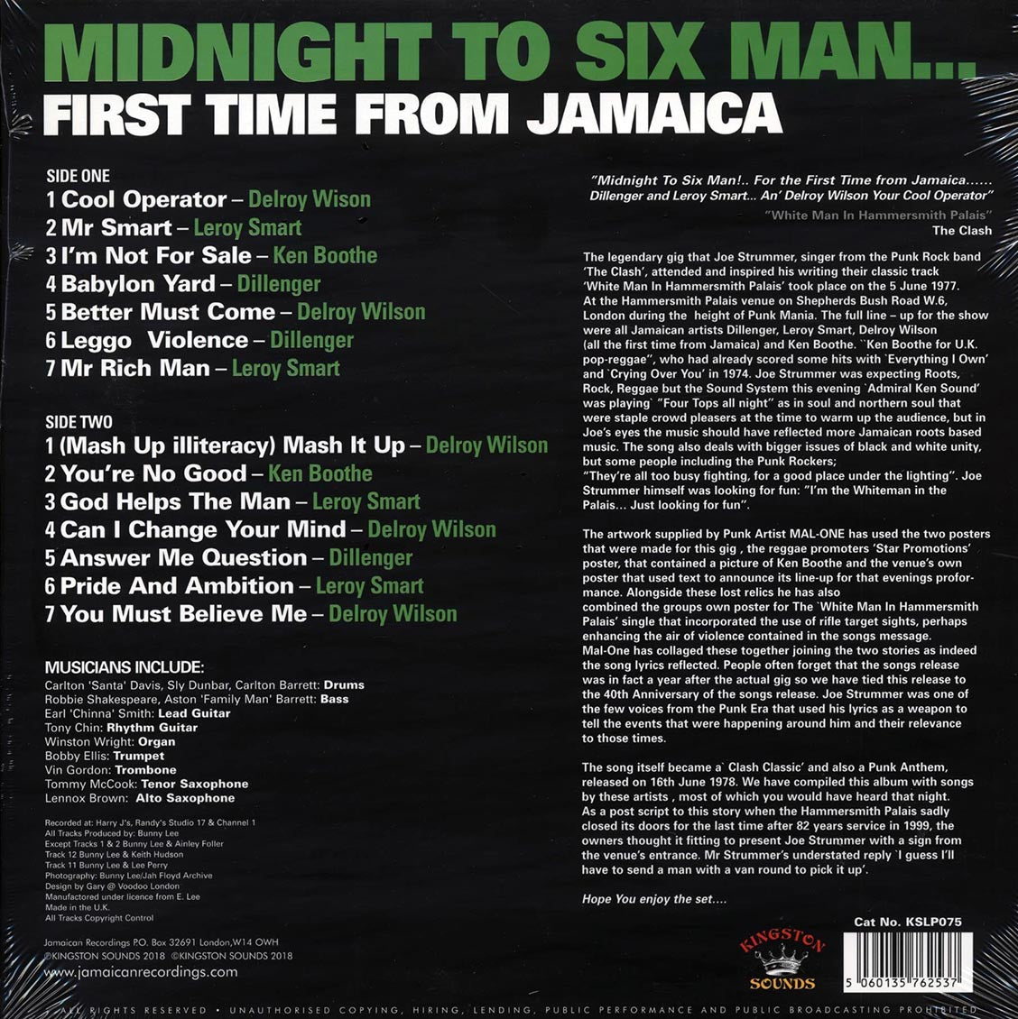 Dillinger, Delroy Wilson, Ken Boothe, Leroy Smart,  Etc. - Midnight To Six Man: First Time From Jamaica (180g) [New Vinyl LP]