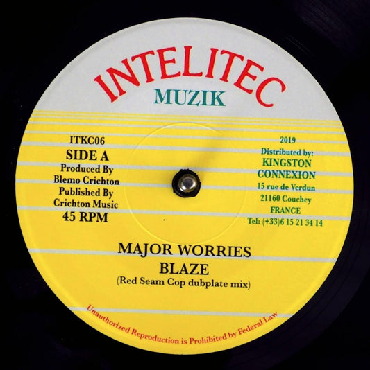 Major Worries - Blaze (Red Seam Cop Dubplate Mix)  /  Version [New] [New Vinyl 7"]