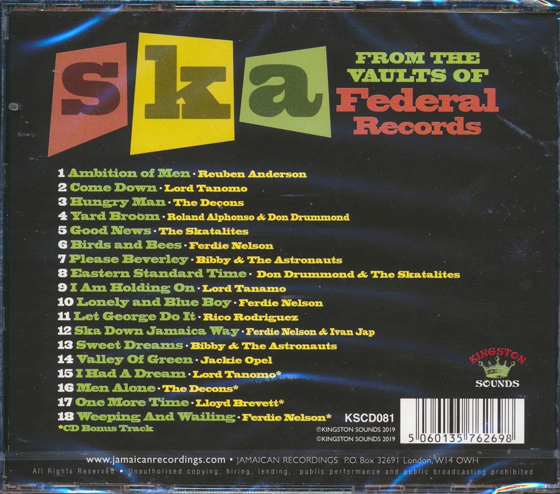 Don Drummond, The Skatalites, Lord Tanamo, Etc. - Ska From The Vaults Of Federal Records [New CD]