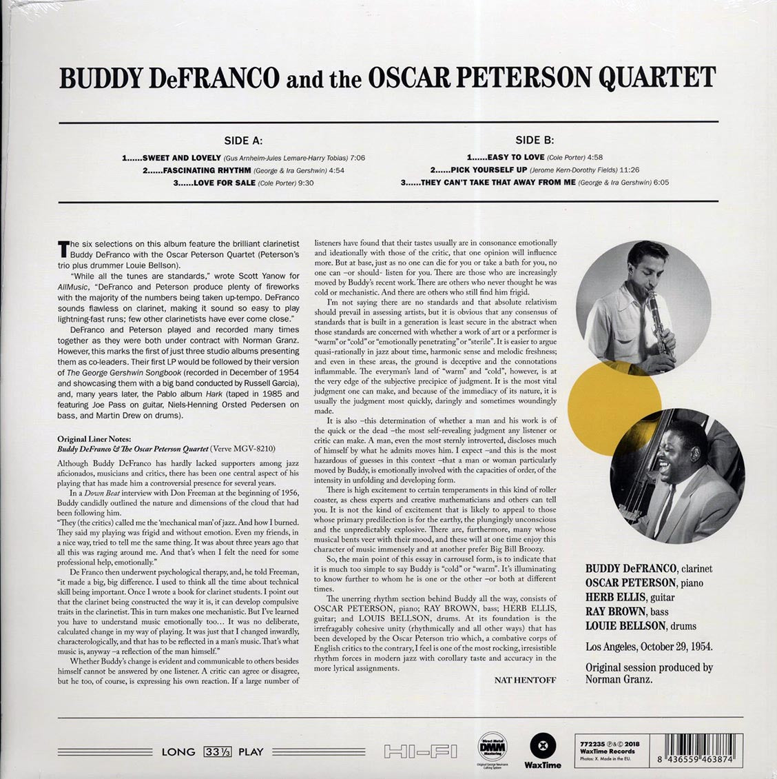 Buddy DeFranco & Oscar Peterson Quartet - Buddy DeFranco & Oscar Peterson Quartet (ltd. ed.) (180g) (remastered) [New Vinyl Record LP]